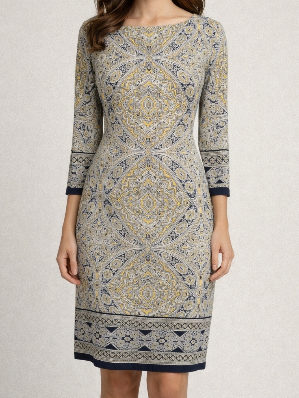 London Style Yellow & Blue Dress NWT
